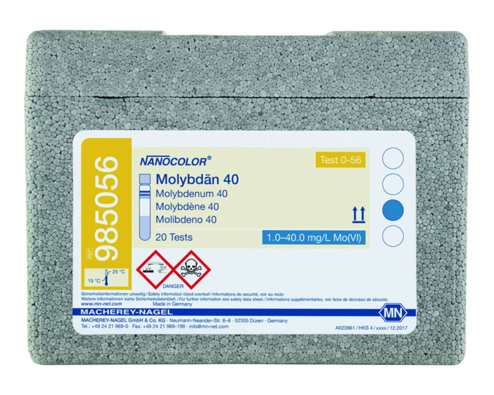 Трубні тести NANOCOLOR® Частина 2, 1,0 - 40,0 mg/l Mo(VI) 1,6 - 65,0 mg/l MoO42-