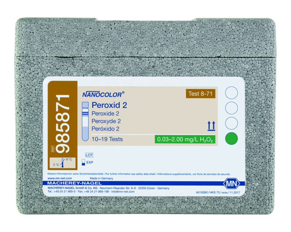 Трубні тести NANOCOLOR® Частина 2, 0,03 – 2,00 mg/l H2O2