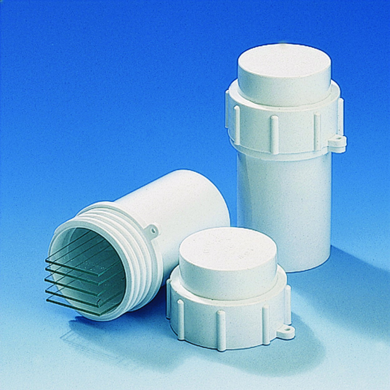 Transport boxes for microscope slides, PP, round