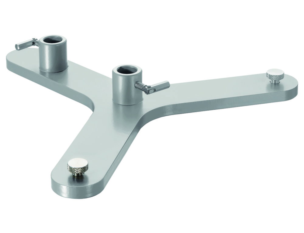 Base del soporte de la retorta Duo, modelo de trípode, con tornillo abatible, para 2 varillas