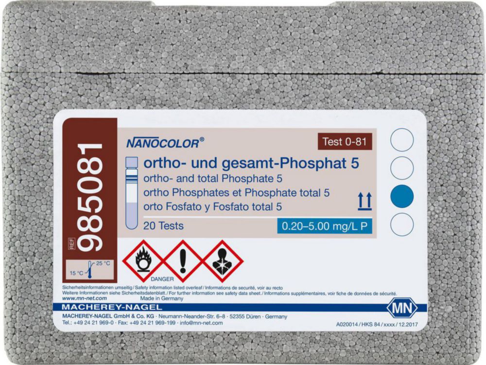 Трубні тести NANOCOLOR® Частина 2, 0,20 - 5,00 mg/l P 0,5 - 15,0 mg/l PO43-