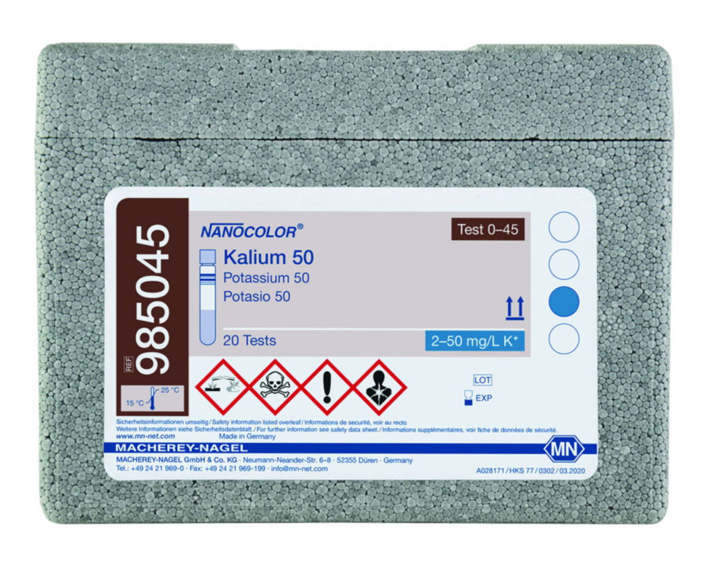 Експрес-тести NANOCOLOR®, частина 1, Калій 50, 2 - 50 мг/лK+