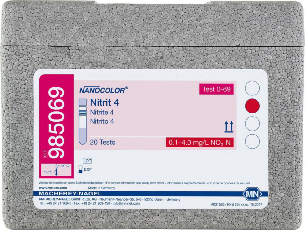 Трубні тести NANOCOLOR® Частина 2, 0,1 - 4,0 mg/l NO2-N 0,3 - 13,0 mg/l NO2-