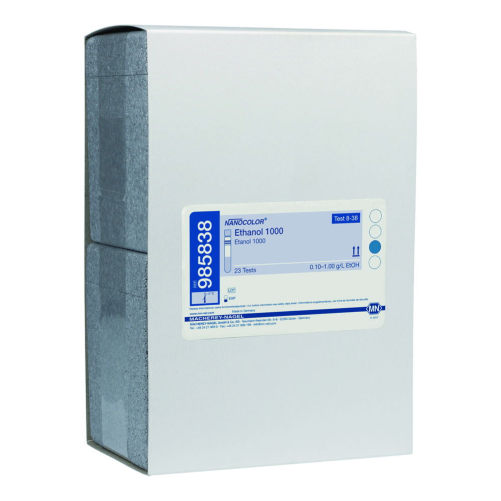Експрес-тестиNANOCOLOR®, частина 1, Етанол 1000, 0,10 - 1,00 г/лEtOH 0,013 - 0,130 %про EtOH