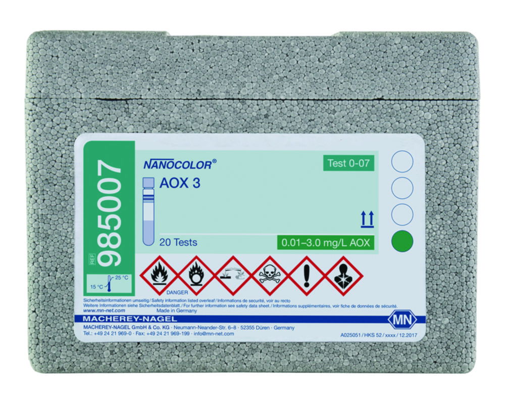 Експрес-тести NANOCOLOR®, частина 1, AOX 3, 0,1 - 3,0 мг/лAOX 0,01 - 0,30 мг/л