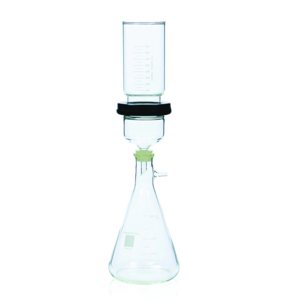 Appareils de filtration avec fritte en verre, avec raccord vissé et bouchon en silicone