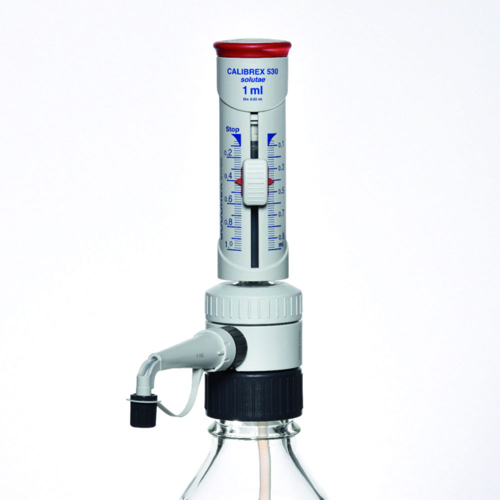 Дозатор пляшковий Calibrex™ organo 525 / Calibrex™ solutae 530, 0,02 мл, 0,1 - 1 мл, Calibrex™ solutae 530, 0,17 (≤ CV%), відсутній