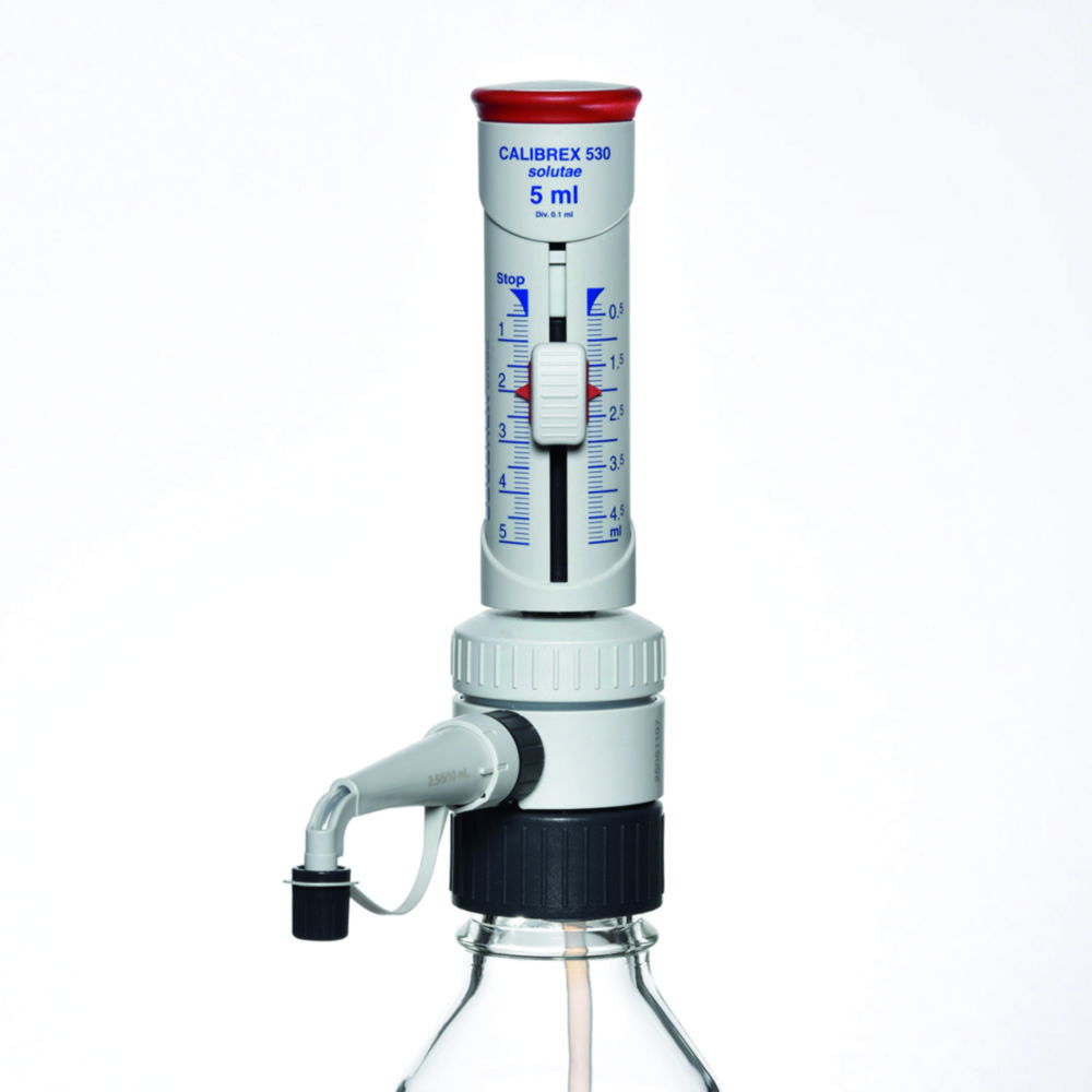 Дозатор пляшковий Calibrex™ organo 525 / Calibrex™ solutae 530, 0,1 мл, 0,5 - 5 мл, Calibrex™ solutae 530, 0,1 (≤ CV%), відсутній