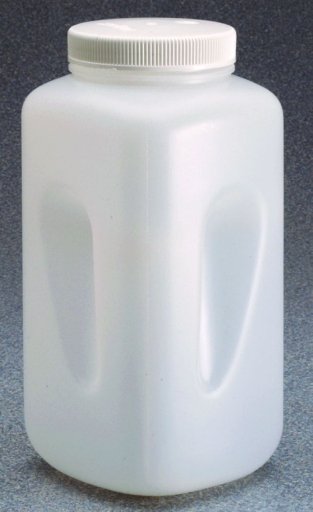 Квадратные бутылки, широкий рот Nalgene, HDPE, с закрытием, PP