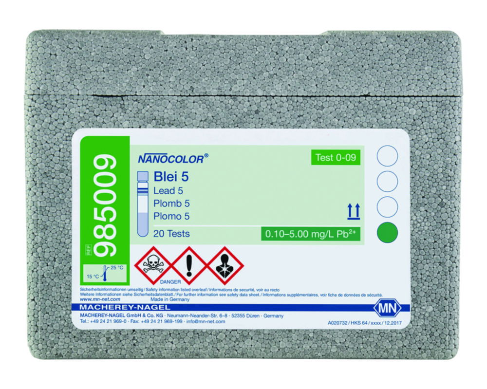 Експрес-тестиNANOCOLOR®, частина 1, Свинець 5, 0,10 - 5,00 мг/лPb2+
