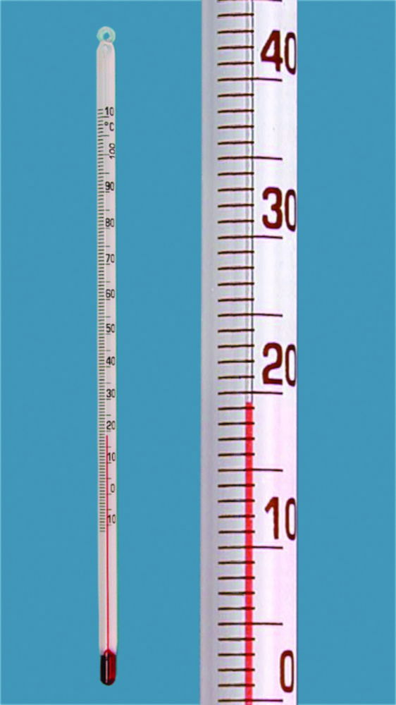 Термометр простого типу, твердий стебло, червона начинка, мм, 1 °C, -10 ... 150 °C, 6 .. 7 мм, 260 мм