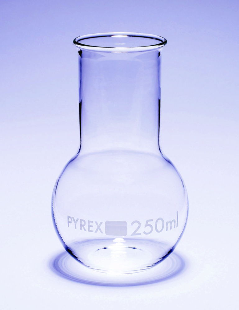 Колби для кип'ятіння, плоске дно, широкогорлі, Pyrex®, 47 мм, 200 мм