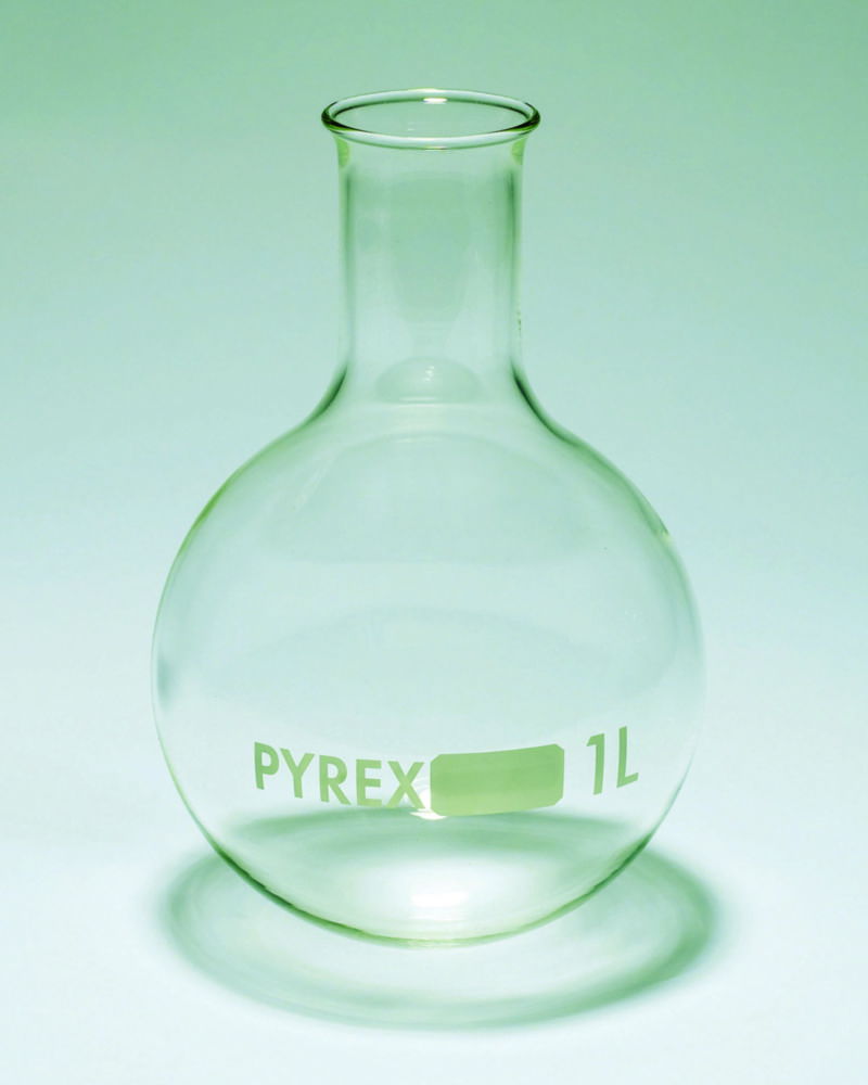 Колби для кип'ятіння з круглим дном, вузькогорлі, Pyrex®, 36 мм, 200 мм