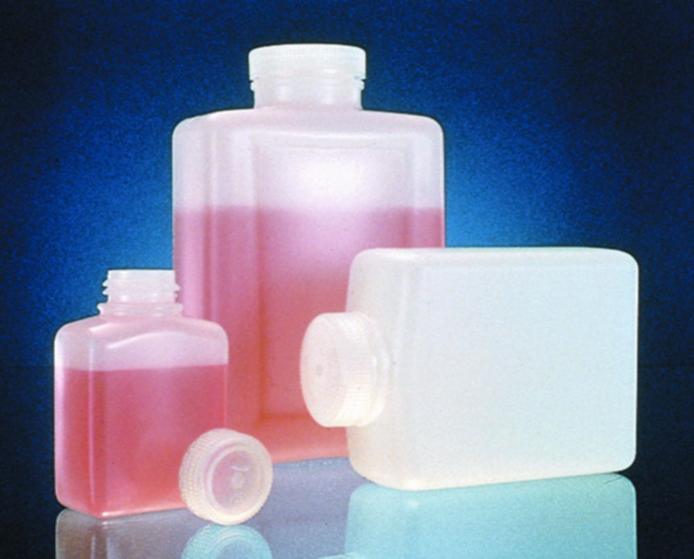 Чотиригранні пляшки Nalgene™ з поліпропіленовим різьбовим ковпачком Type 2007, поліетилен високий. щільність, 81 мм, 63 мм, 2000 мл, 152 мм, 239 мм