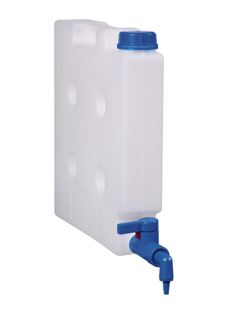 Компактна каністра Flachmann LaboPlast®, PP, 5 l, 65 x 335 x 335 мм, Компактний комплект Stopcock, 65 x 335 x 335 мм, 5 л