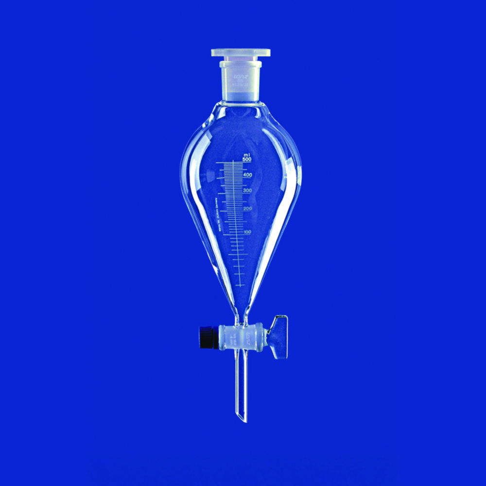 Scheidetrichter, konisch, mit Glasküken, Borosilikatglas 3.3
