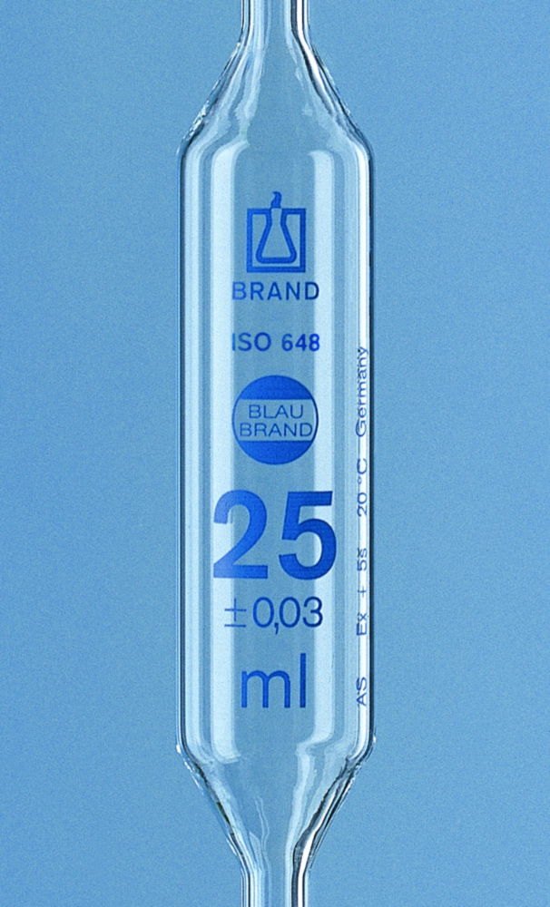 Піпетки мірні, клас AS, AR-Glass © , 1 мітка, синє градуювання, 6 мл, 0,015 ± мл