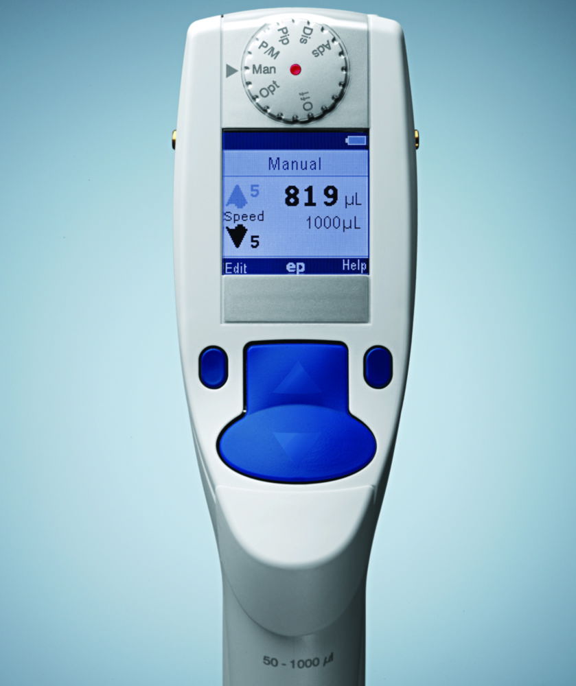 Електронні одноканальні мікролітрові піпетки Eppendorf Xplorer®, змінний об'єм, Блакитний, 1,0 мкл