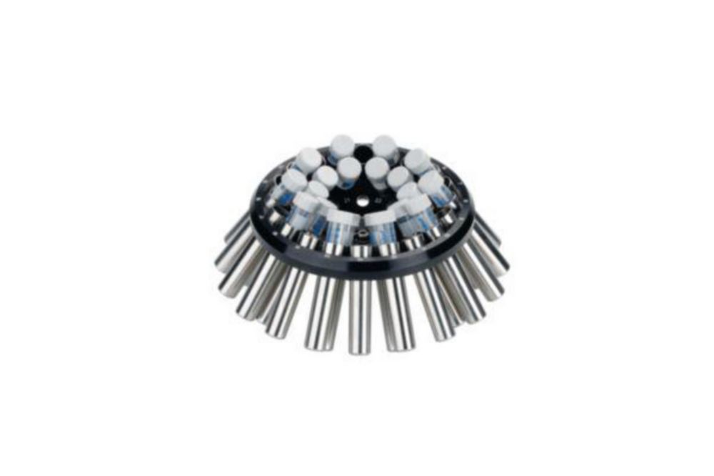 Festwinkelrotor mit 30 Stahlhülsen F-35-30-17 für Zentrifugen 5702/5702 R/5702 RH, inkl. 20 Adapter für konische Gefäße und 30 Gummimatten