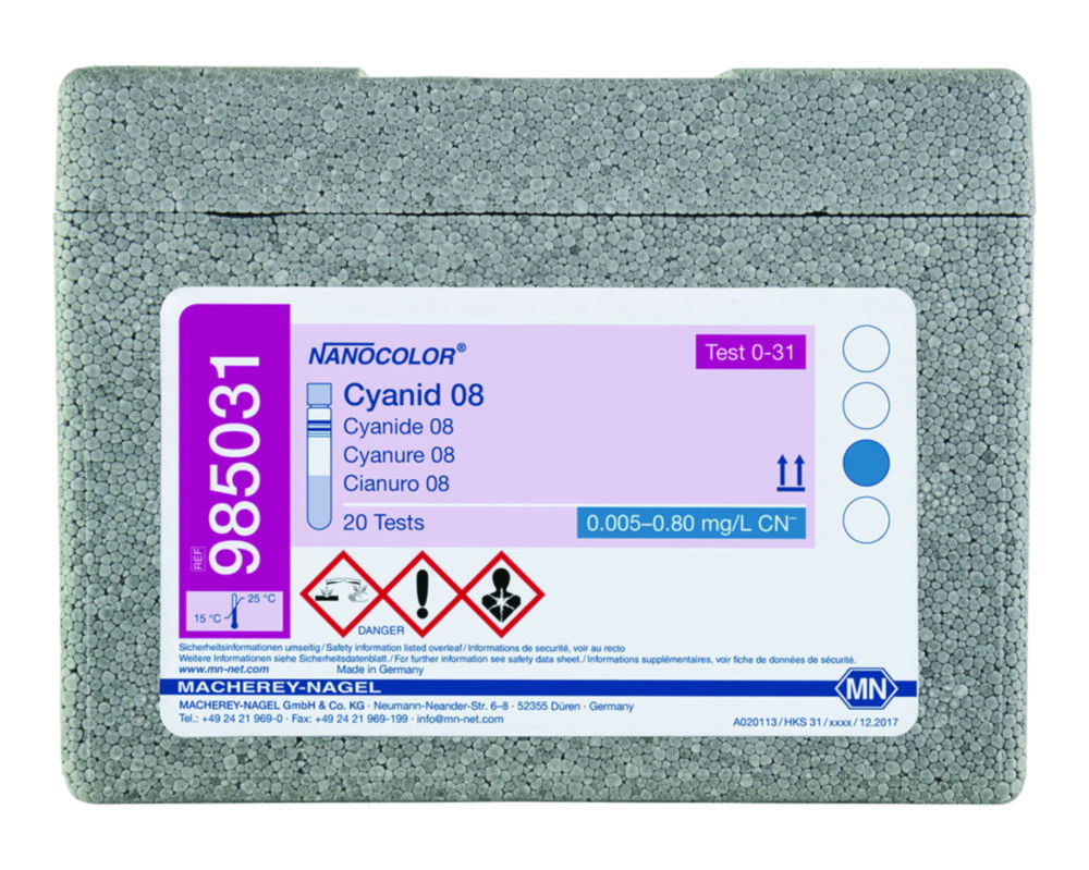 Експрес-тести NANOCOLOR®, частина 1, Ціанід 08, 0,02 - 0,80 мг/лCN- 0,005 - 0,100 мг/лCN-