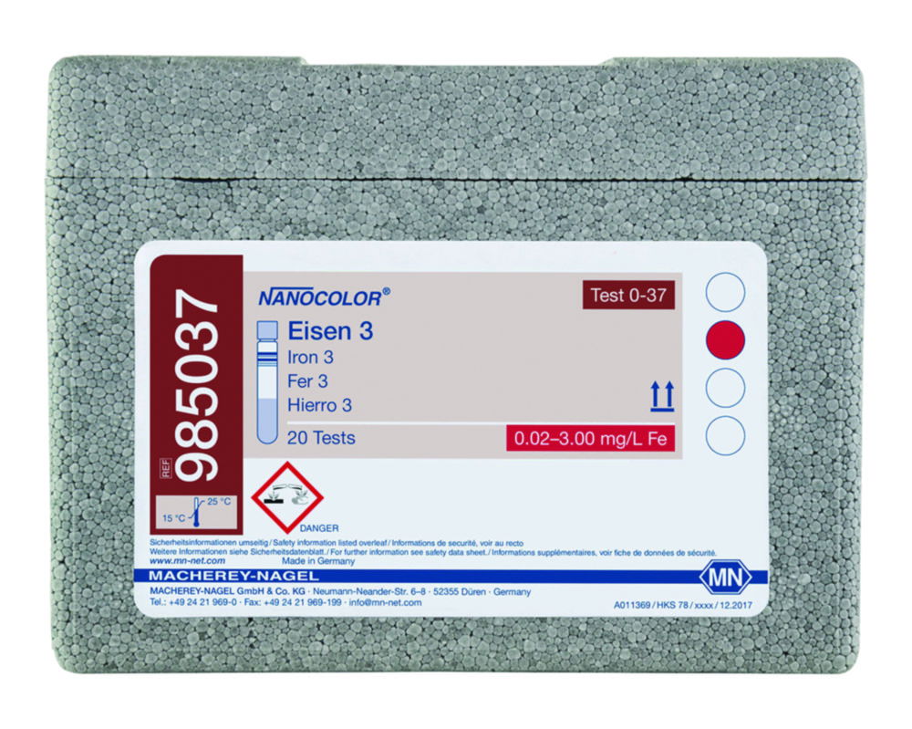 Експрес-тестиNANOCOLOR®, частина 1, Залізо 3, 0,10 - 3,00 мг/лFe 0,02 - 1,00 мг/лFe