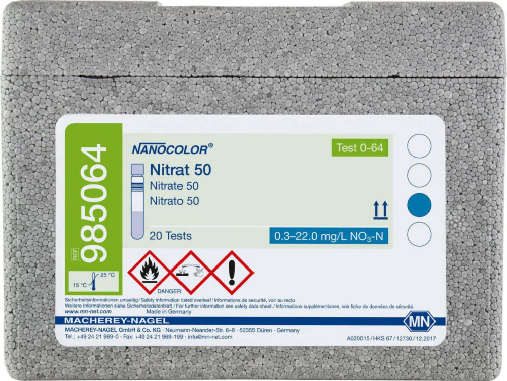 Трубні тести NANOCOLOR® Частина 2, 0,3 - 22,0 mg/l NO3-N 2 - 100 mg/l NO3-