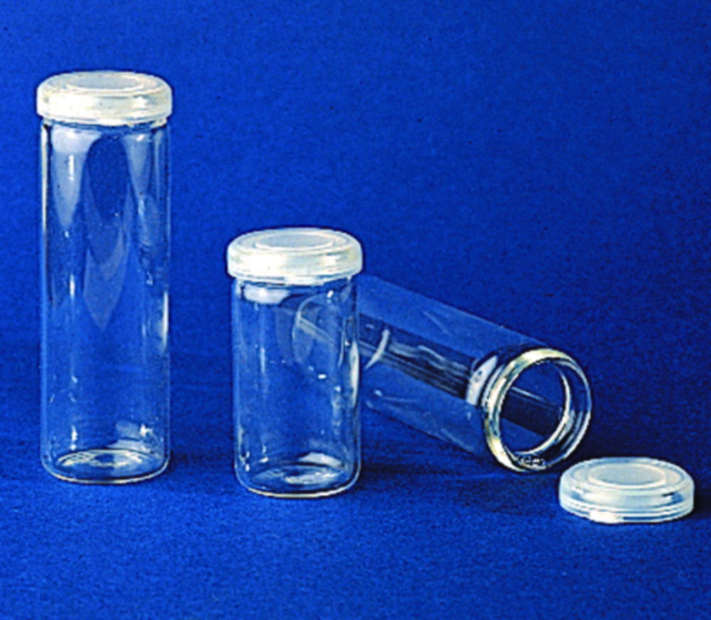 Циліндричні флакони, боросилікатне скло c PE-кришкою, -, transparent, 19 мм, 31 мм