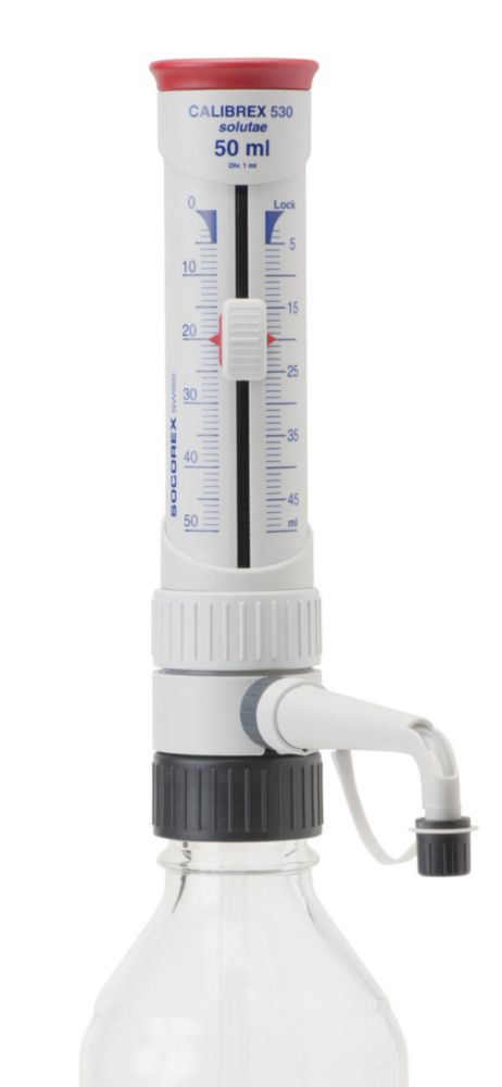 Дозатор пляшковий Calibrex™ organo 525 / Calibrex™ solutae 530, 1,0 мл, 5 - 50 мл, Calibrex™ solutae 530, 0,1 (≤ CV%), відсутній