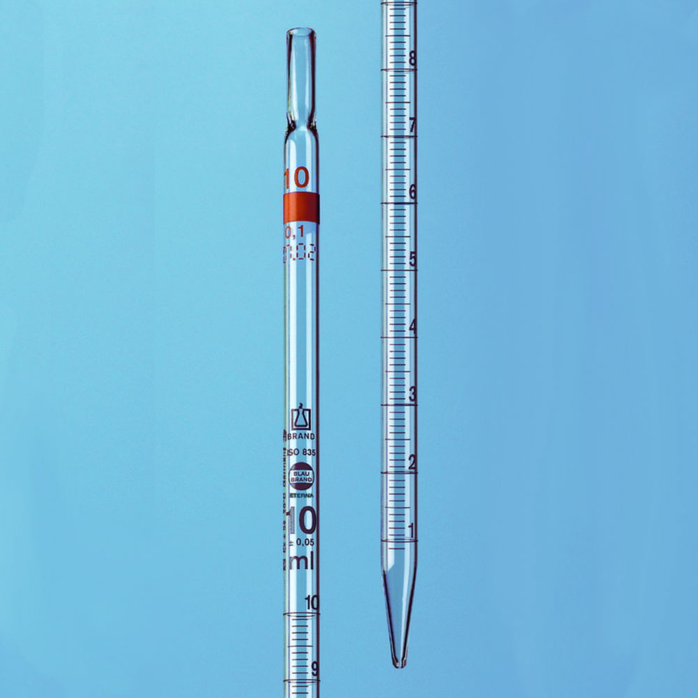 Messpipette mit völligem Ablauf,  AR-Glas®, Klasse B, braun graduiert, Typ 2