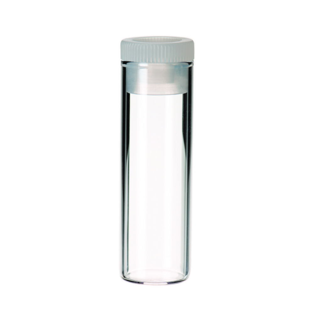 LLG-Flachbodengläser mit PE-Kappe (mit abgeschmolzenem Rand) ND8, ND12, ND15