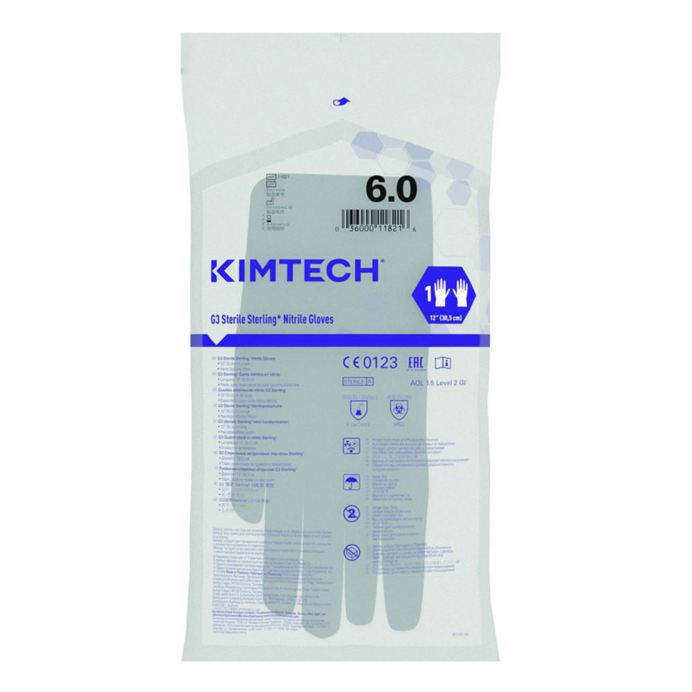 Рукавички для чистих приміщень Kimtech™ G3 Sterile Sterling™, нітрил, стерильні, 9, 300 мм
