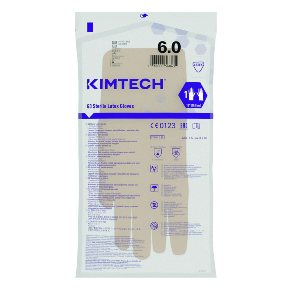 Рукавички для чистих приміщень Kimtech™ G3, латекс, стерильні, 8,5, 300 мм