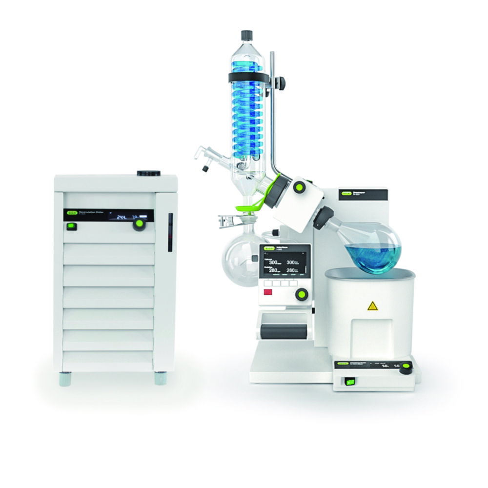 Evaporador rotativo Rotavapor® R-300, con interfaz I-300, baño calefactor B-305 y enfriador de recirculación F-305