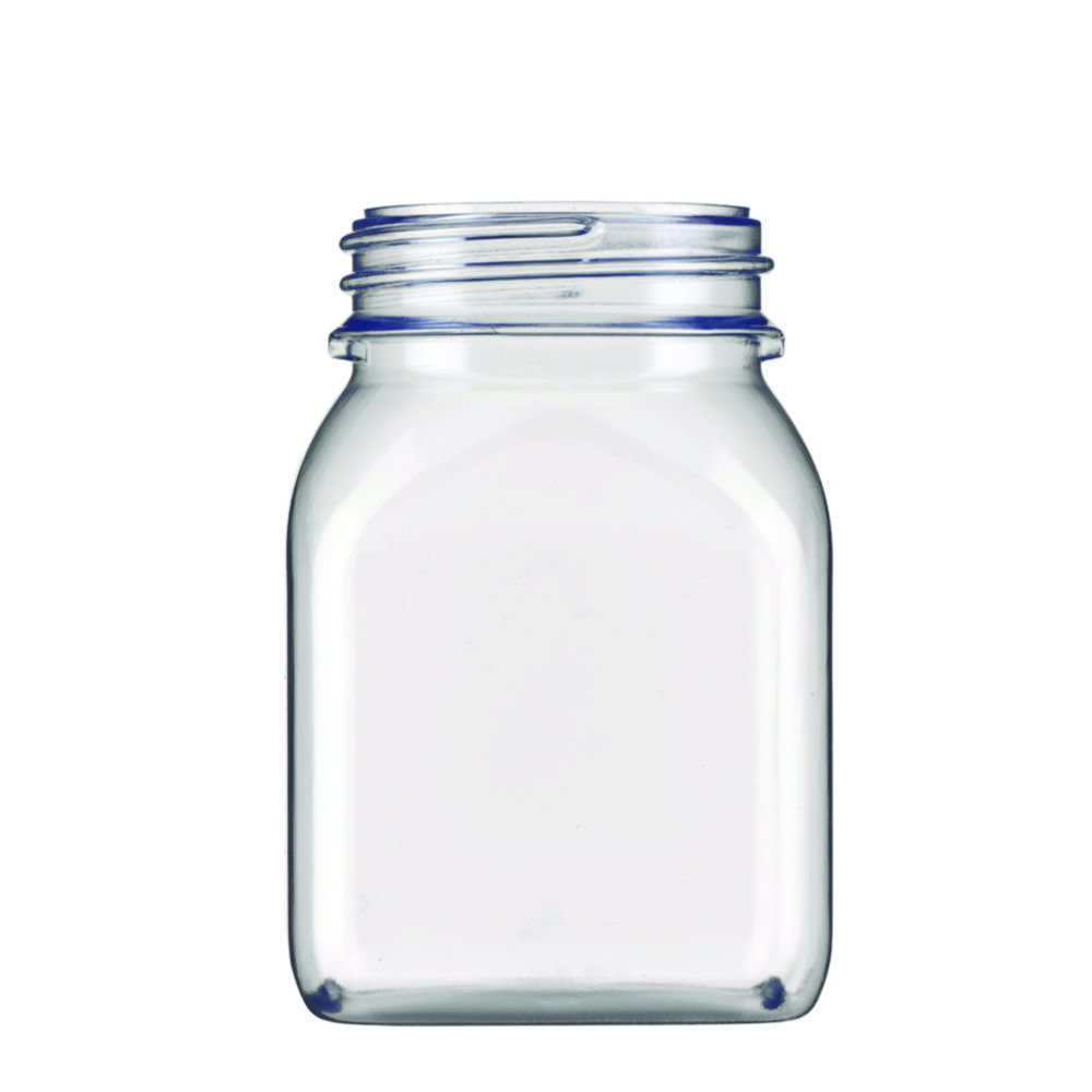 Square wide-mouth containers, without closure, series 310, PVC, clear