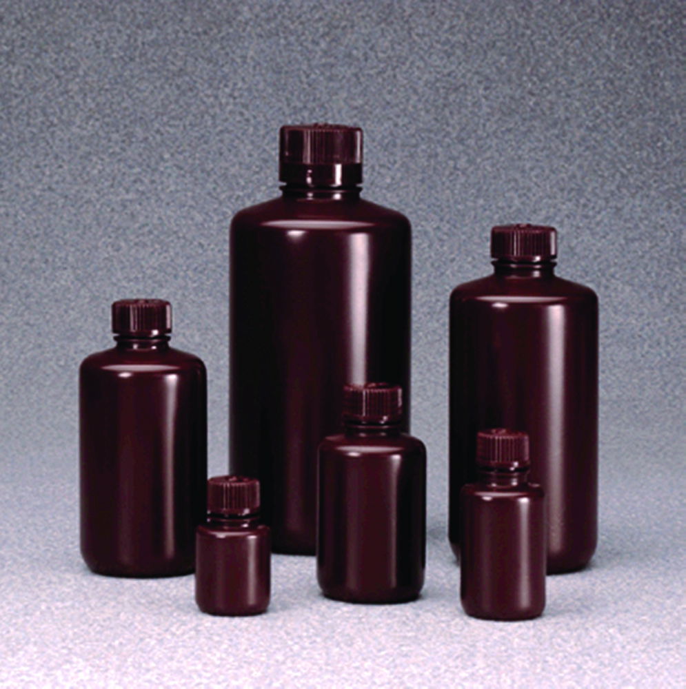 Пляшки з вузьким ротом Nalgene, із замиканнями, HDPE, бурштин, 8 мл, 20 мм