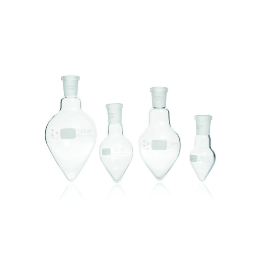 Pear shape flasks with conical ground joints, DURAN®