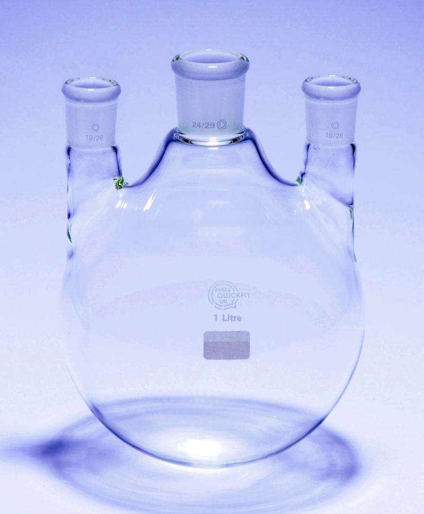 Круглі нижні колби з трьома шиями, суглоби NS, паралельні руки, Pyrex®, 5000 мл, 34/35 NS