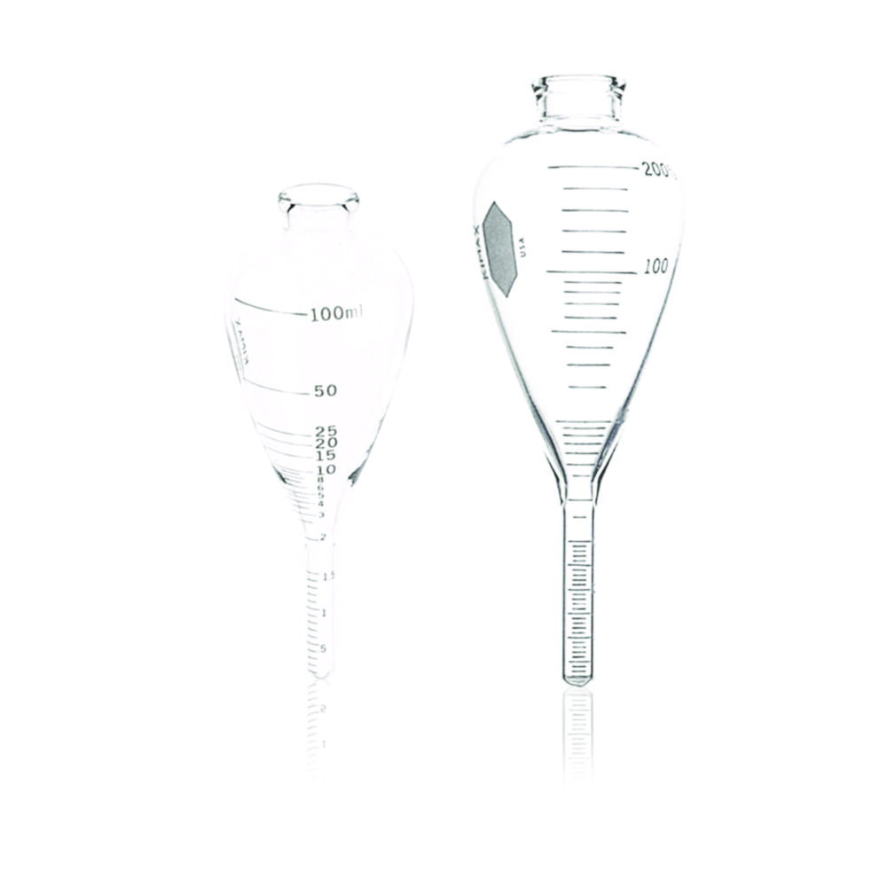ASTM Centrifuge Tubes, pear-shaped, with conical base, borosilicate glass 3.3
