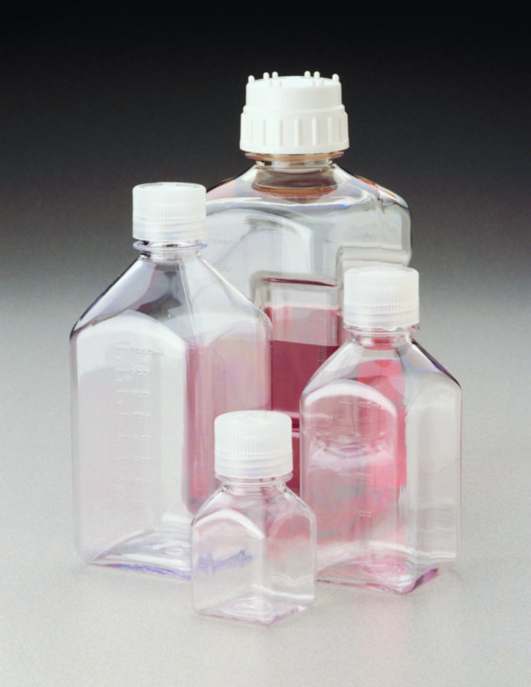 Bouteille de culture carrée Nalgene™, type 2015, en PC, avec bouchon à vis en PP