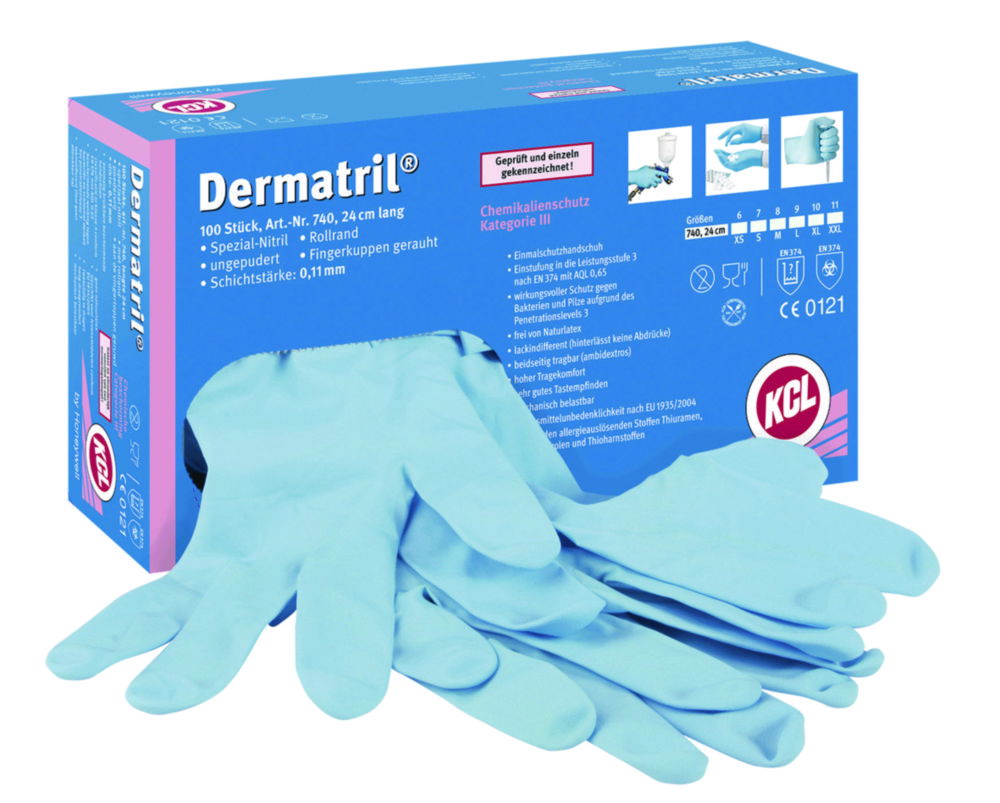 Одноразові рукавички KCL Dermatril® 740, Нітрил, без порошку, 9, 240 мм