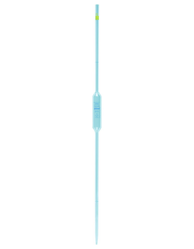 Volumetric Pipettes Volac FORTUNA®, Сода вапняне скло, клас AS, 2 марки, Блакитний випускний, 7 мл, 0,02 ± мл