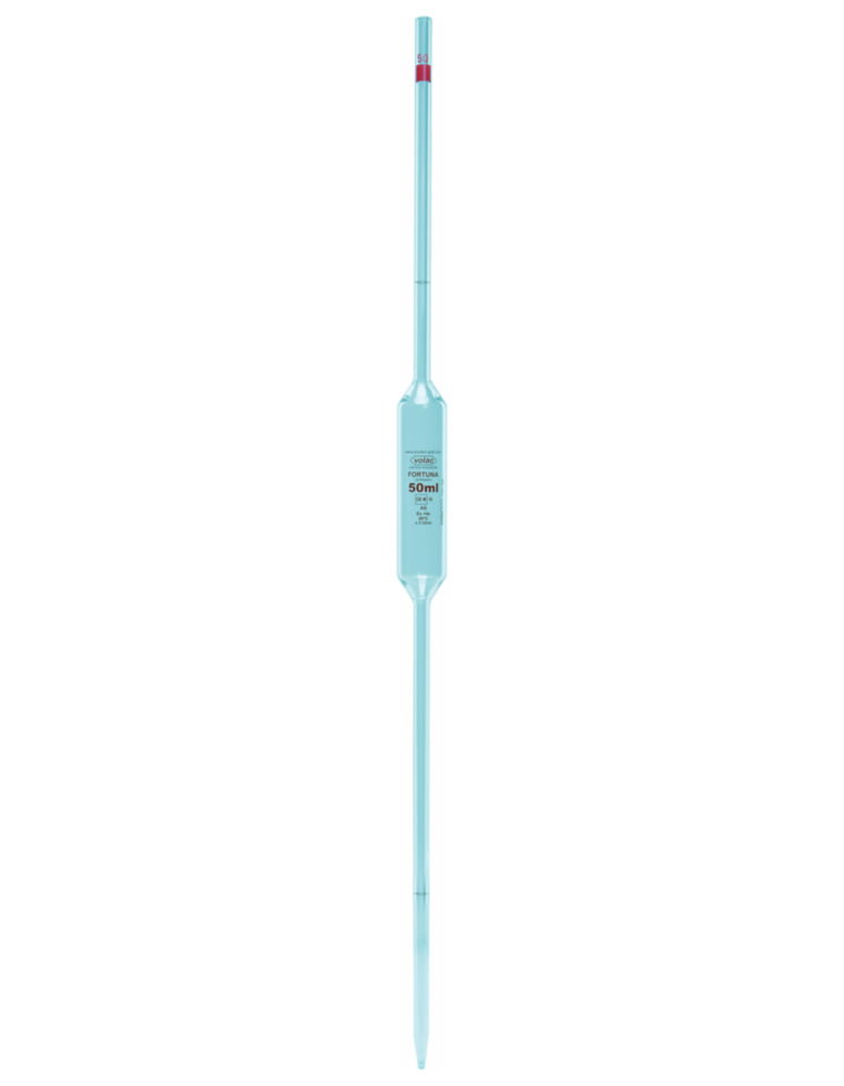 Volumetric Pipettes Volac FORTUNA®, Сода вапняне скло, клас AS, 2 марки, Бурштиновий випускний, 9 мл, 0,02 ± мл
