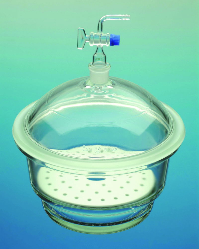 Vakuum-Exsikkatoren, Borosilikatglas 3.3, mit Tubus und Hahn 24/29