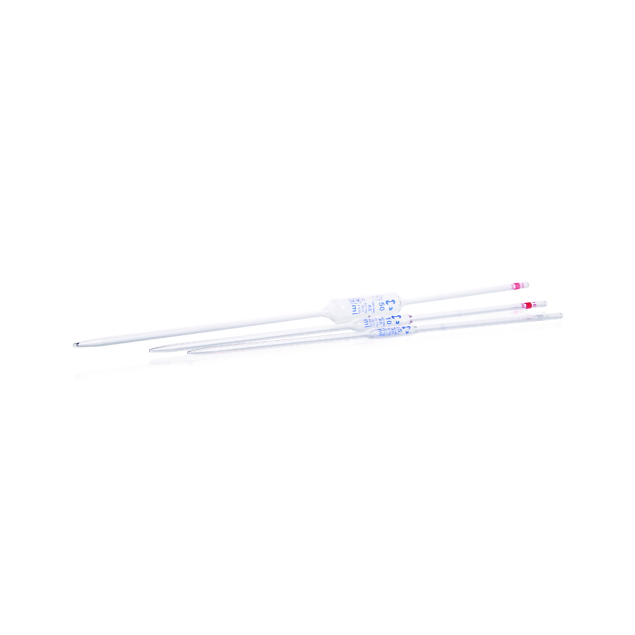 Pipette volumetriche, vetro sodico-calcico, classe AS, graduazione blu