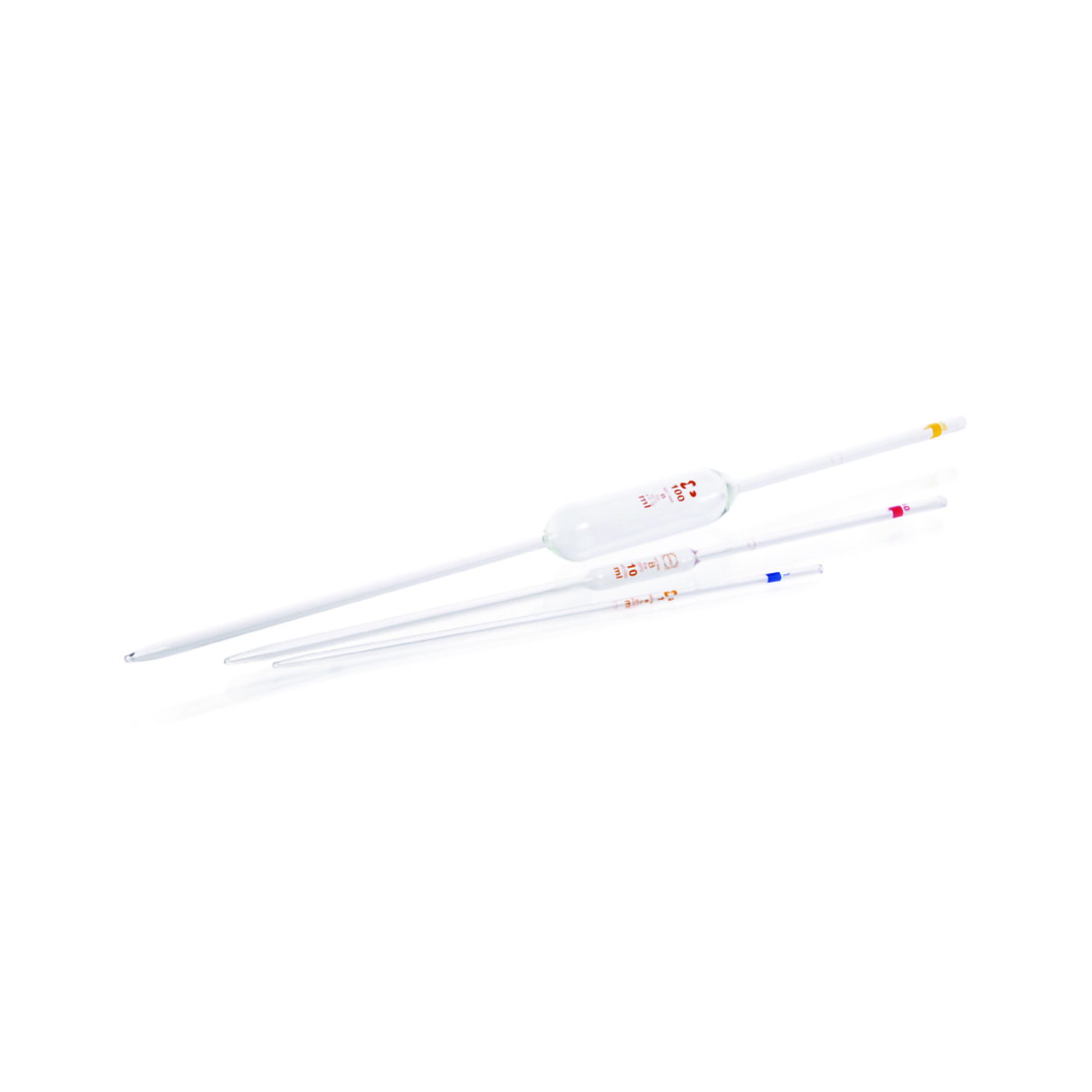 Pipette volumetriche, vetro sodico-calcico, classe B, graduazione marrone