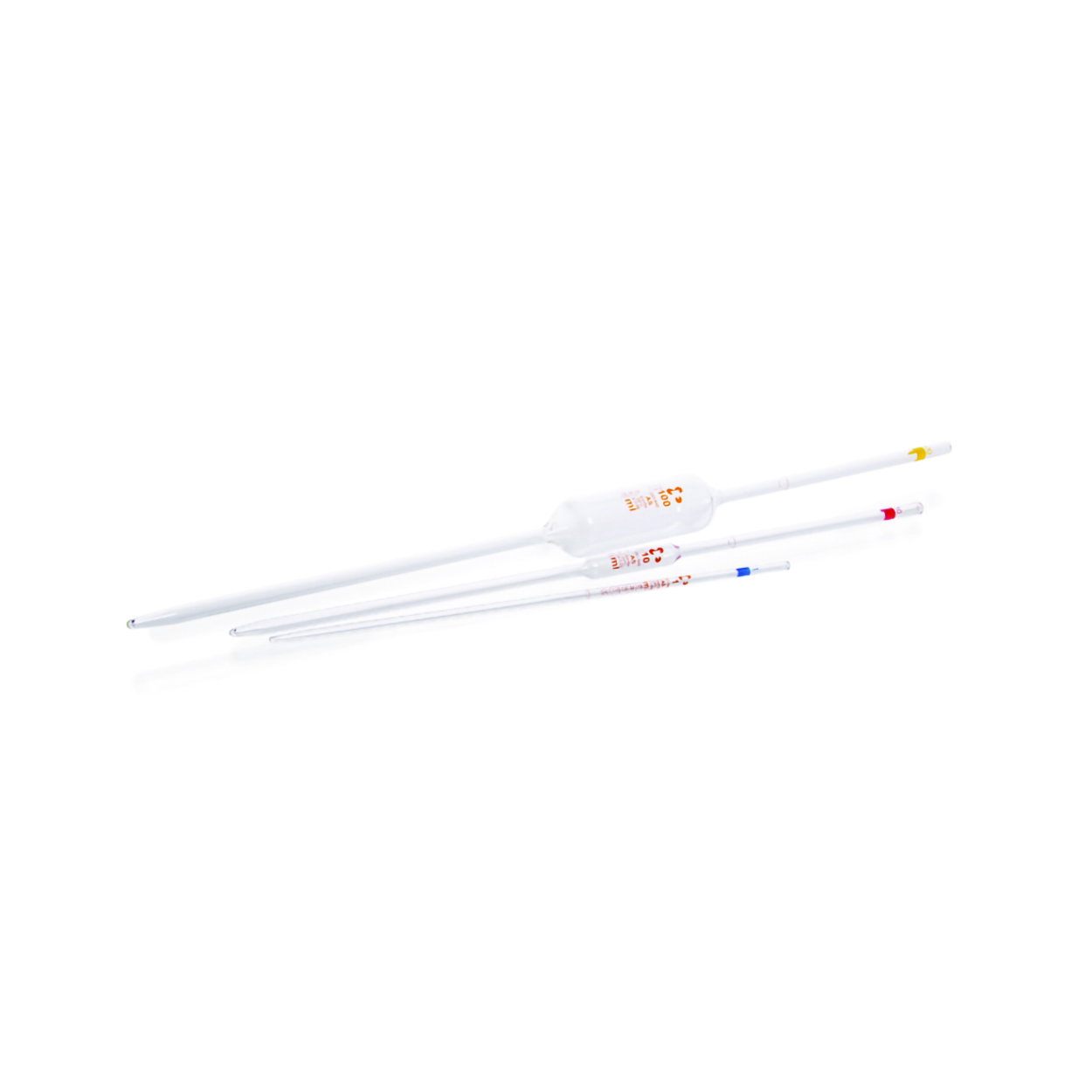 Pipette volumetriche, vetro sodico-calcico, classe AS, graduazione marrone