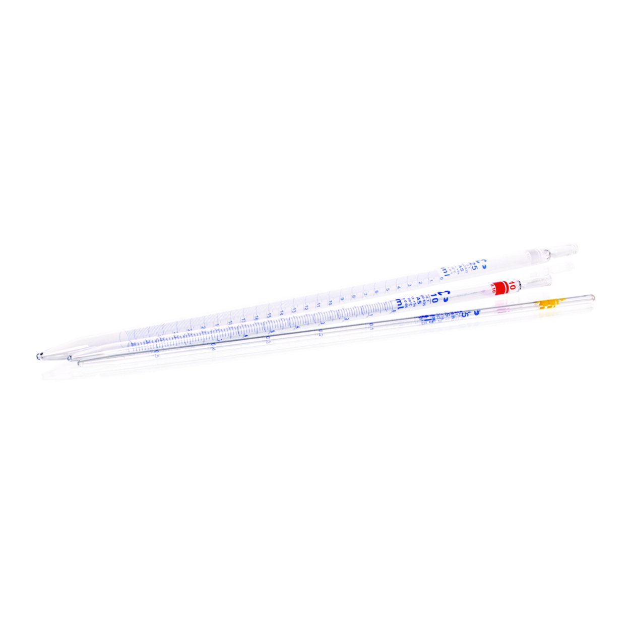 Pipette graduate, vetro sodico-calcico, classe AS, graduazione blu, tipo 1